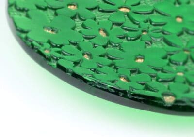 Handmade Green Glass Bowl with Daisy Print
