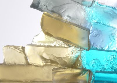 Glass sculpture in the form of a rocky wall