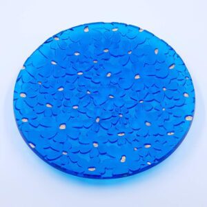 Handmade Blue Glass Bowl with Daisy Print