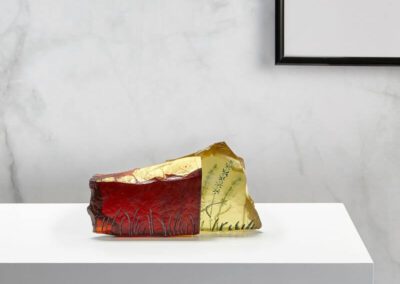 Glass sculpture in interior setting