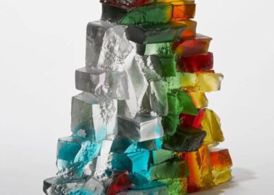 Handmade Art Glass Sculpture inspired by light through a bridge by International Glass Maker Deborah Timperley