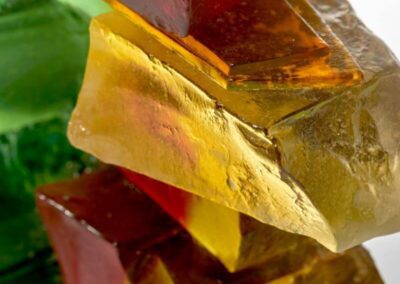 Handmade Art Glass Sculpture (detail) inspired by light through a bridge by International Glass Maker Deborah Timperley