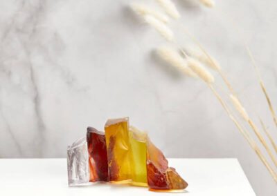 Handmade Art Glass Sculpture, in a room setting, inspired by a rocky outcrop by International Glass Maker Deborah Timperley