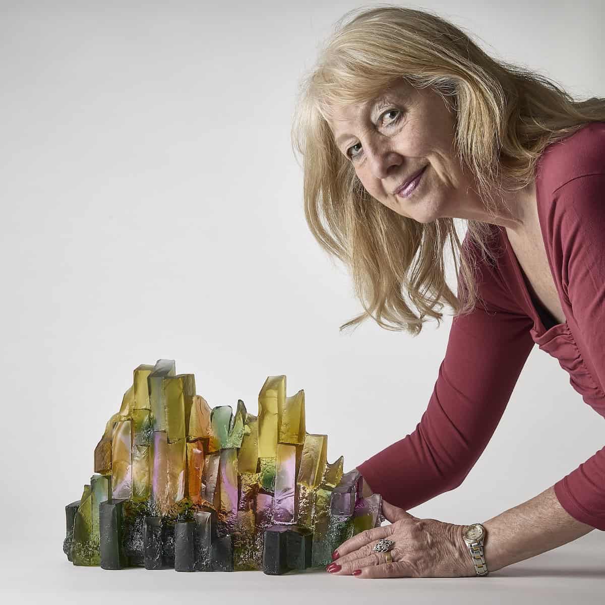 Larch Forest glass sculpture with Deborah Timperley.